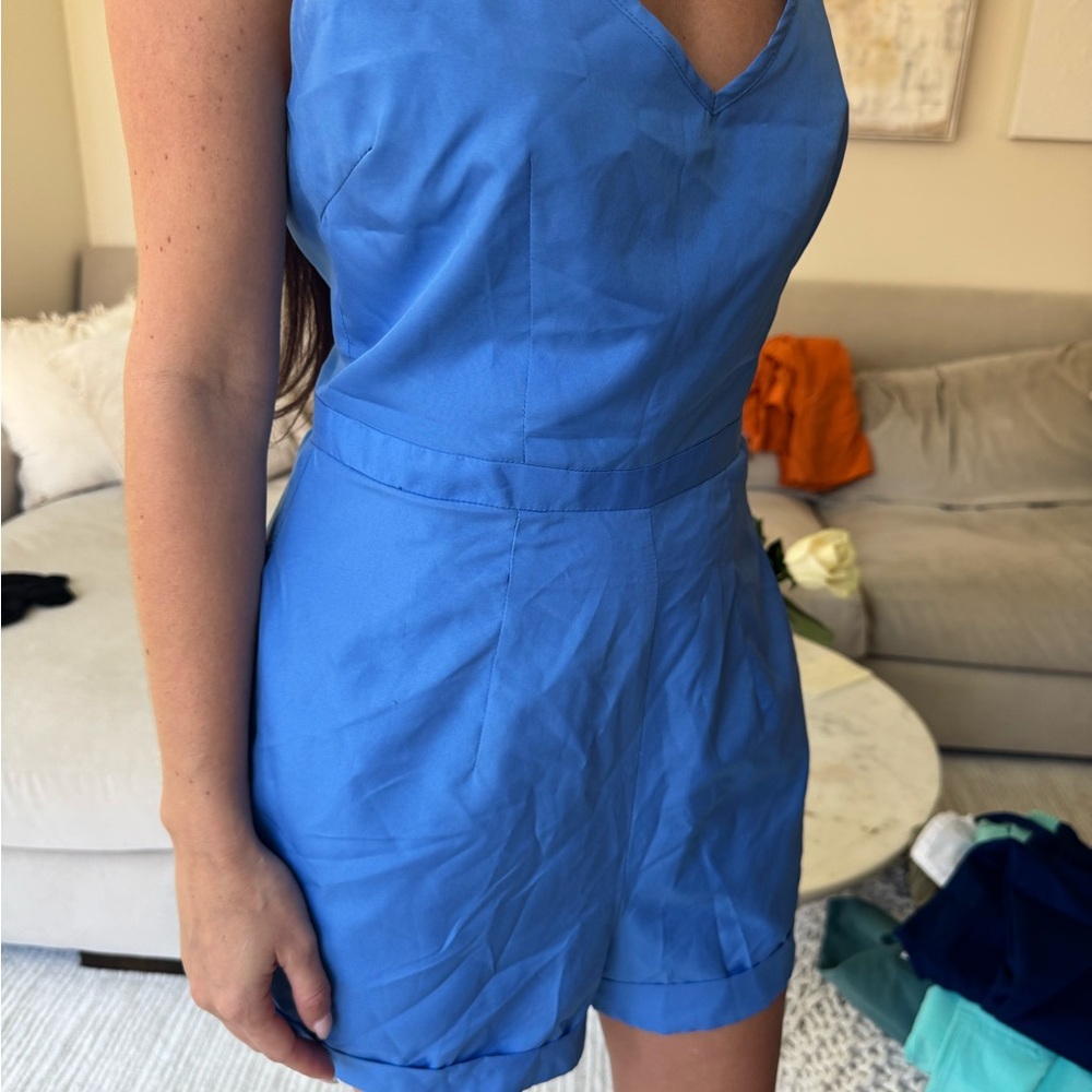 Vibrant Blue V-Neck Romper sz xs